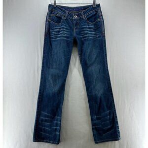 Cruel Blake Jeans Womens Sz 27 Denim Embroidered Pockets Straight Mid Rise Blue